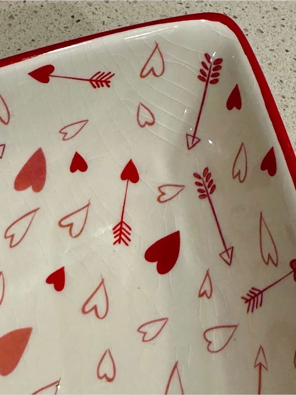 Kohl's White Heart-Shaped Ceramic Bowl with Red and Pink Heart Pattern